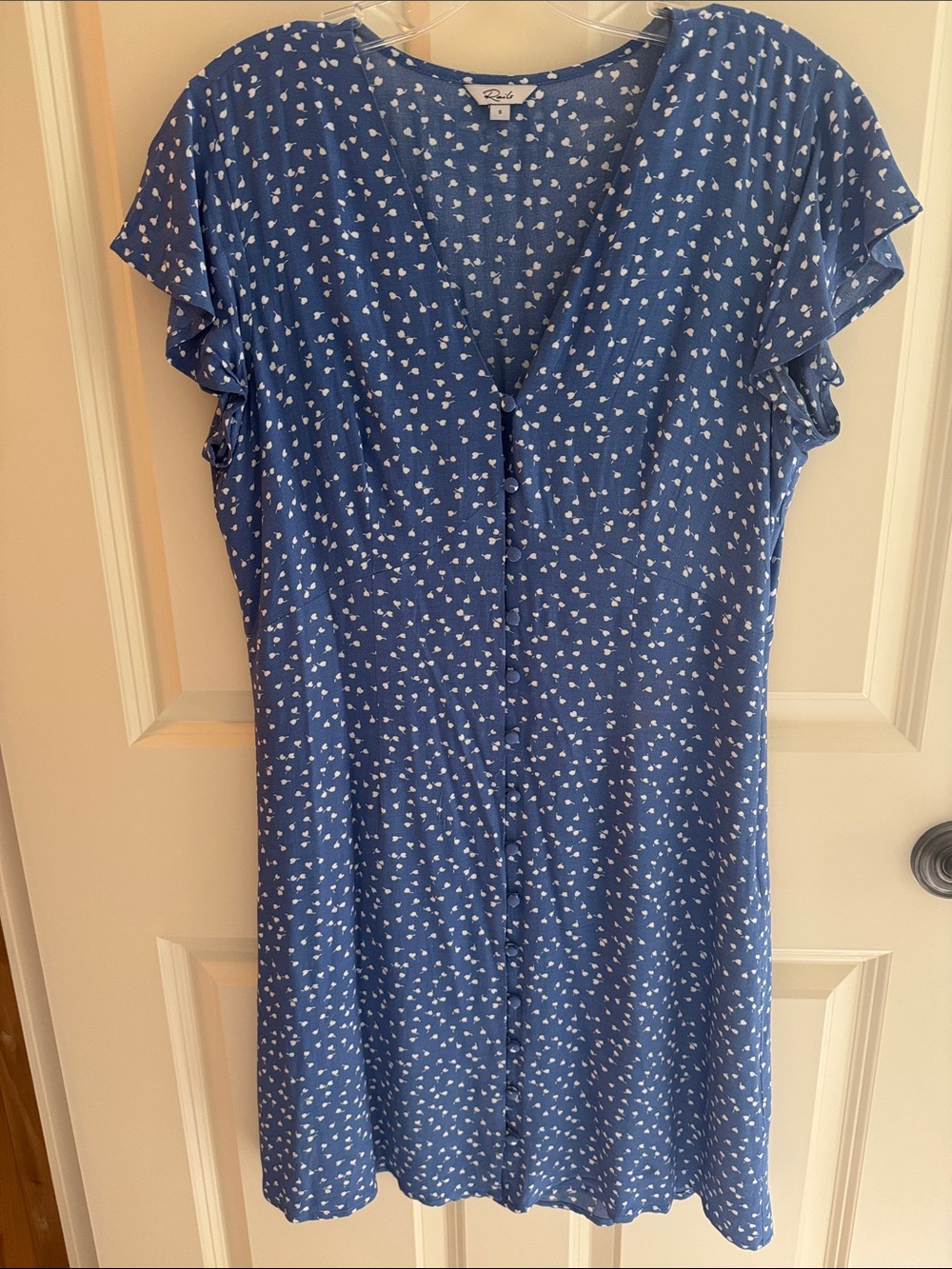 Rails Blue Floral Button-Front V-Neck Dress